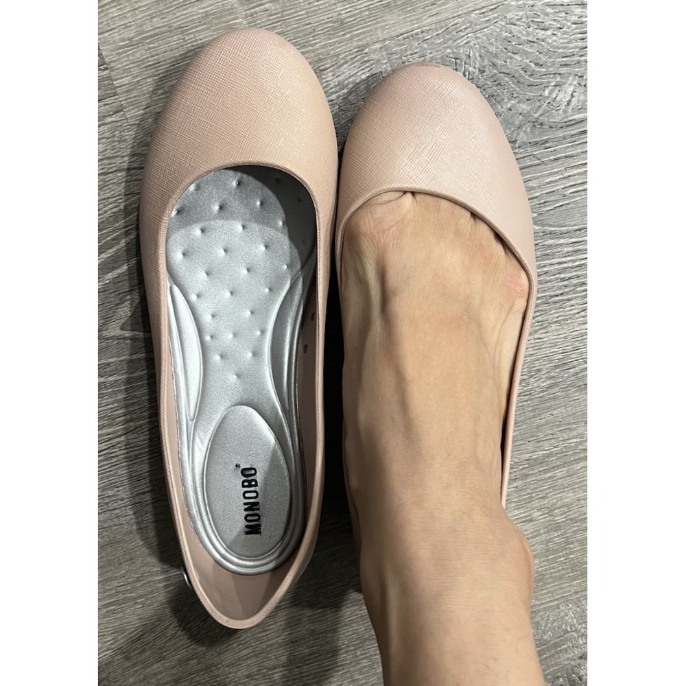 Monobo Flats Women's 9 Nude Color Ballet Flats‎ Round Toe Comfort Slip-On Shoes - Picture 4 of 9